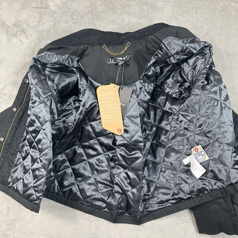 J Crew Barn Jacket Cropped WMNS XS Black Ripstop Cotton Corduroy Primaloft CN056 - Picture 10 of 16